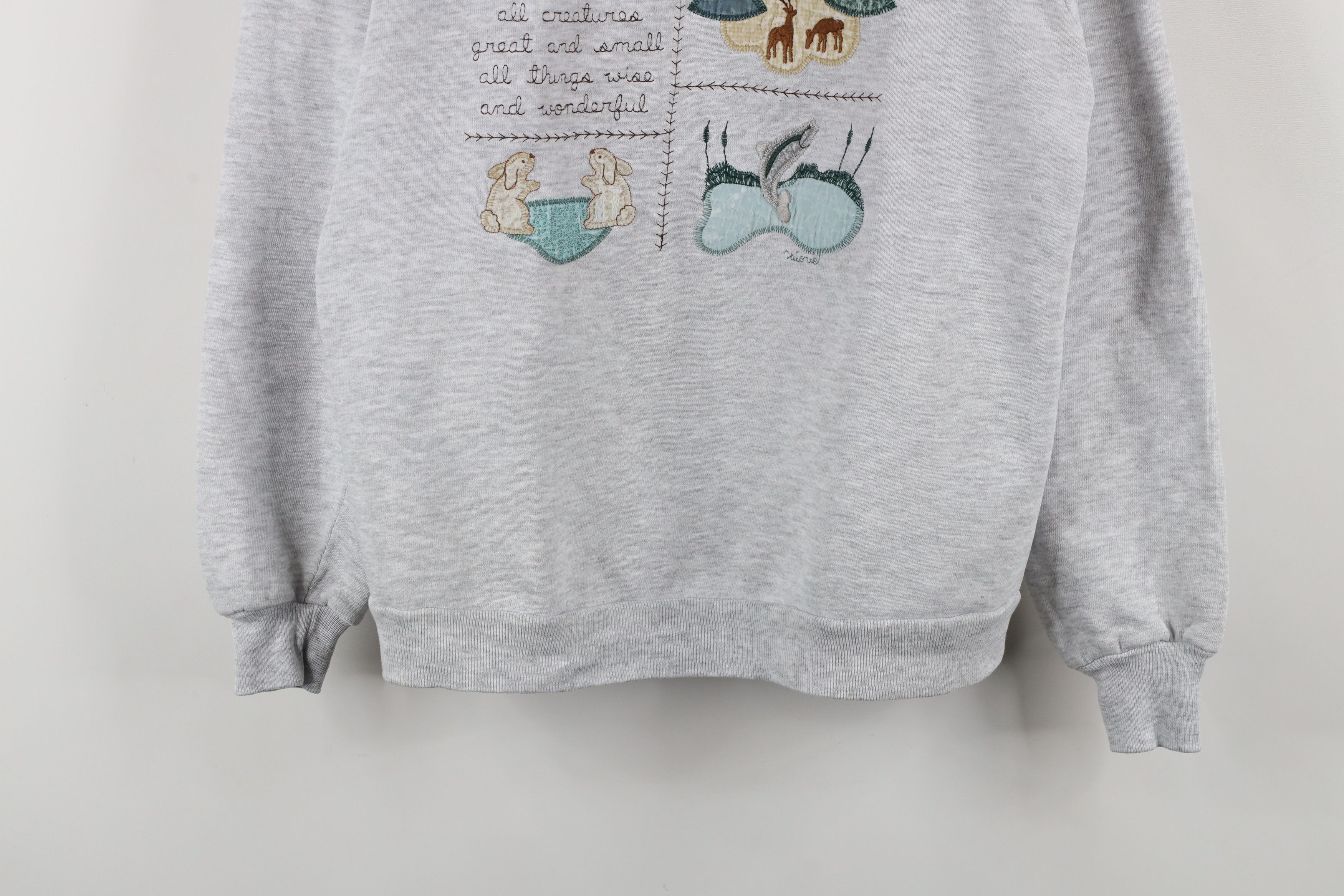 Vintage Vintage 90s Bible Nature Quilt Patchwork Sweatshirt USA Size L / US 10 / IT 46 - 3 Thumbnail