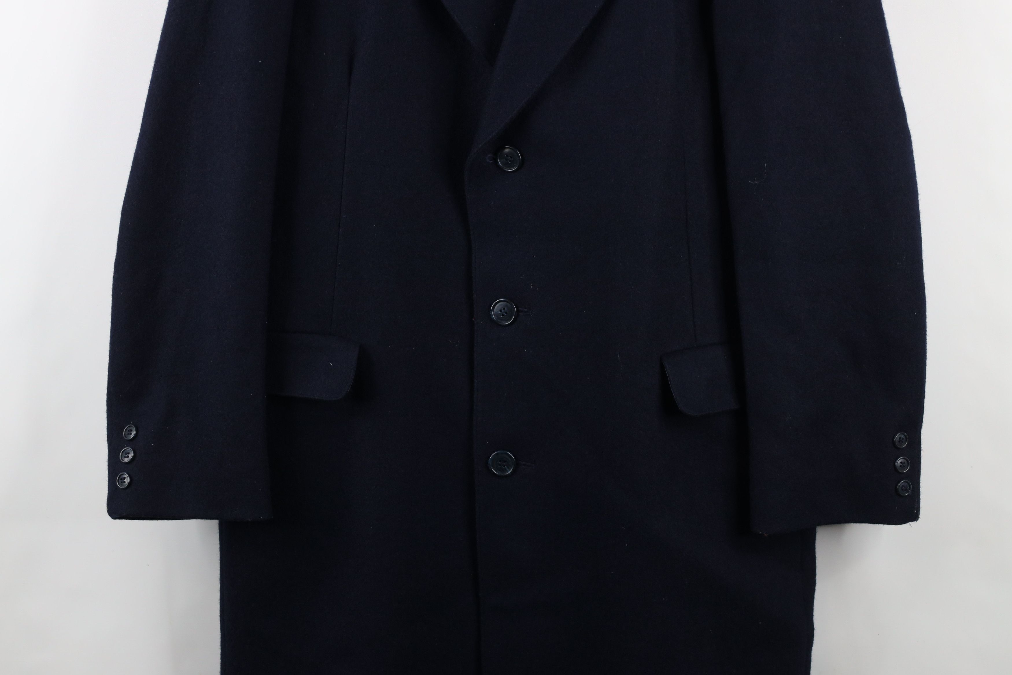 Vintage Vintage 90s Streetwear Wool Blend Overcoat Jacket Navy USA Size US L / EU 52-54 / 3 - 3 Thumbnail