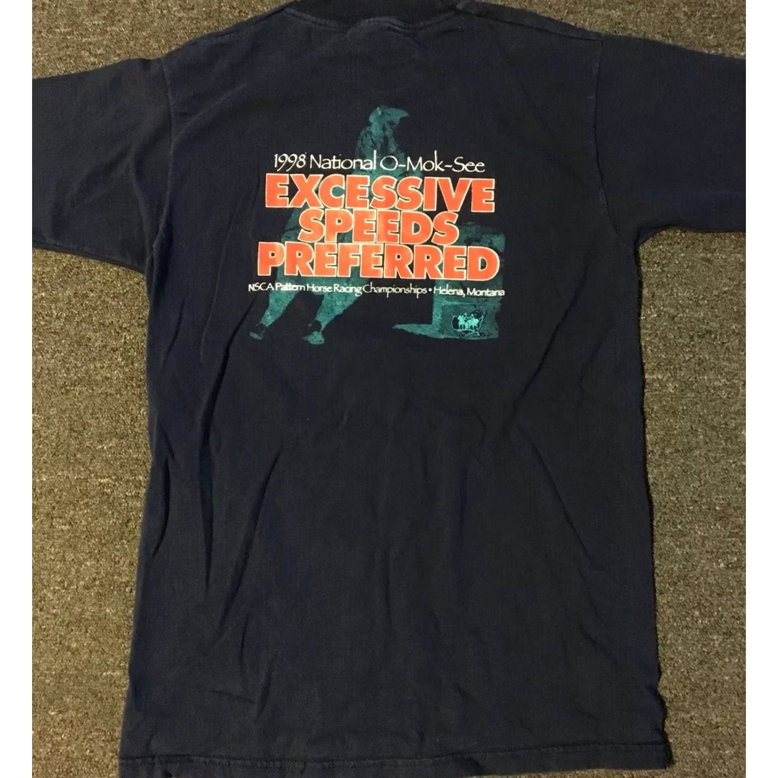 Fruit Of The Loom VINTAGE NSCA Horse Racing Excessive Speeds Preferred Shirt M Navy Blue USA Medical? Size US M / EU 48-50 / 2 - 2 Thumbnail