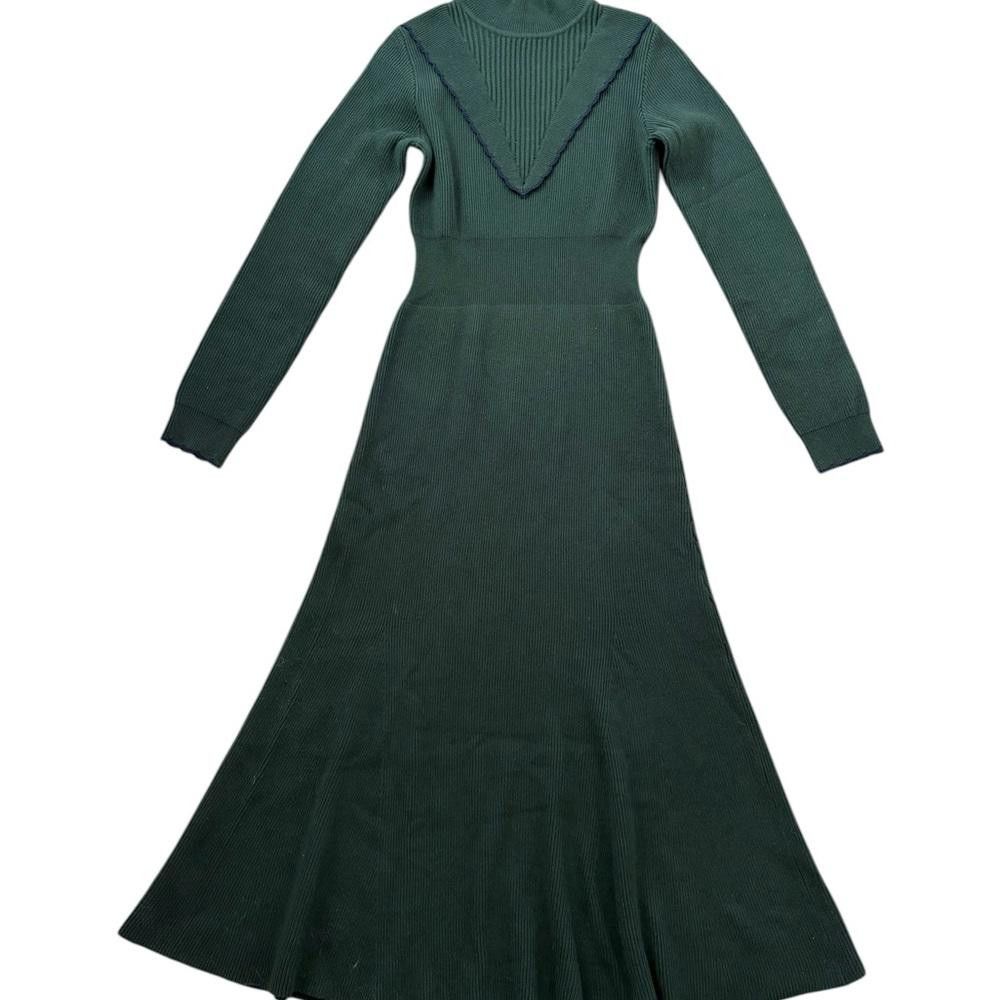 MOUSSY Moussy Knit Ribbed Long Sleeve Midi Green Dress Size Small Size S / US 4 / IT 40 - 1 Thumbnail
