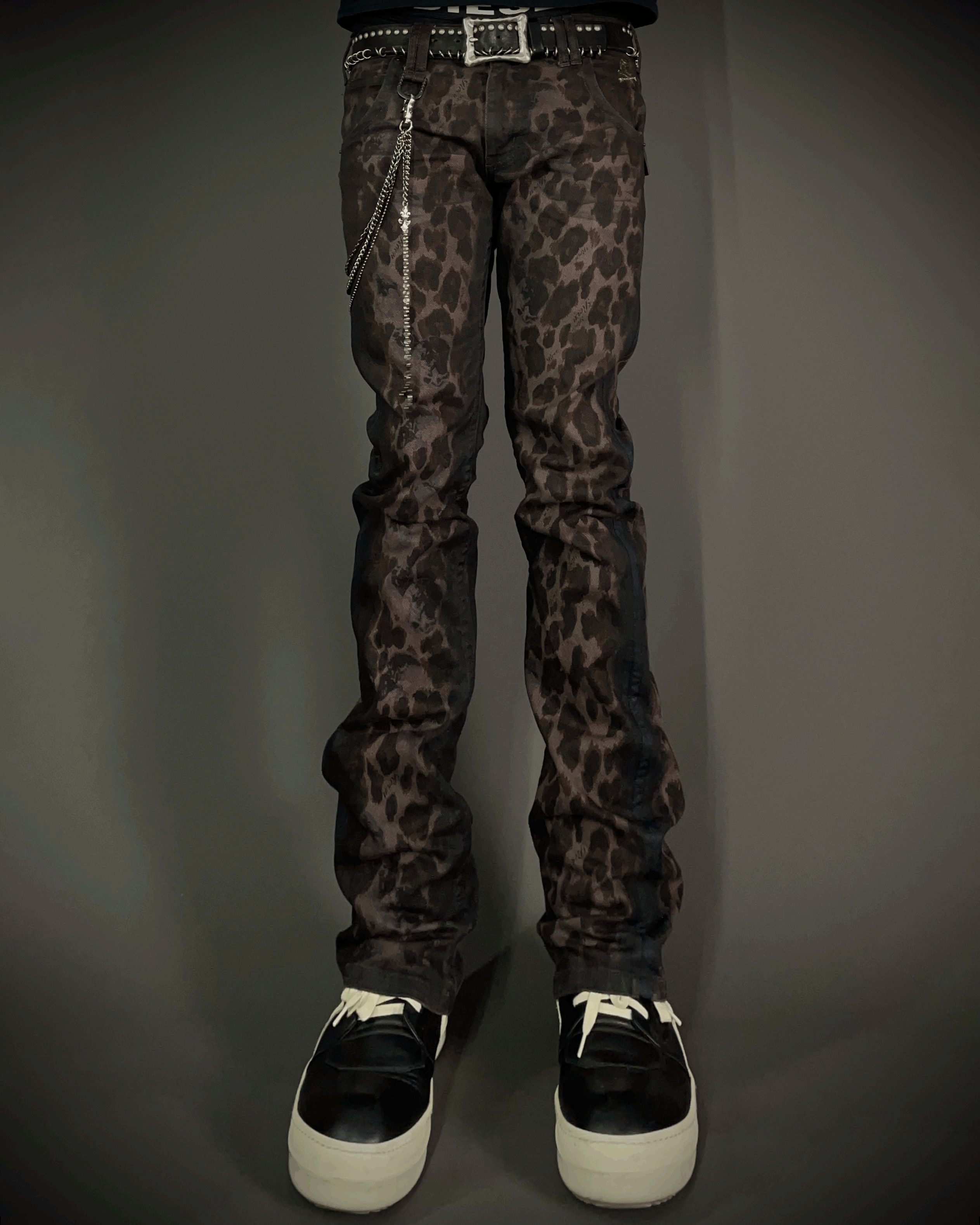 Roen Roen Leopard Waxed Jeans Size US 33 - 1 Thumbnail