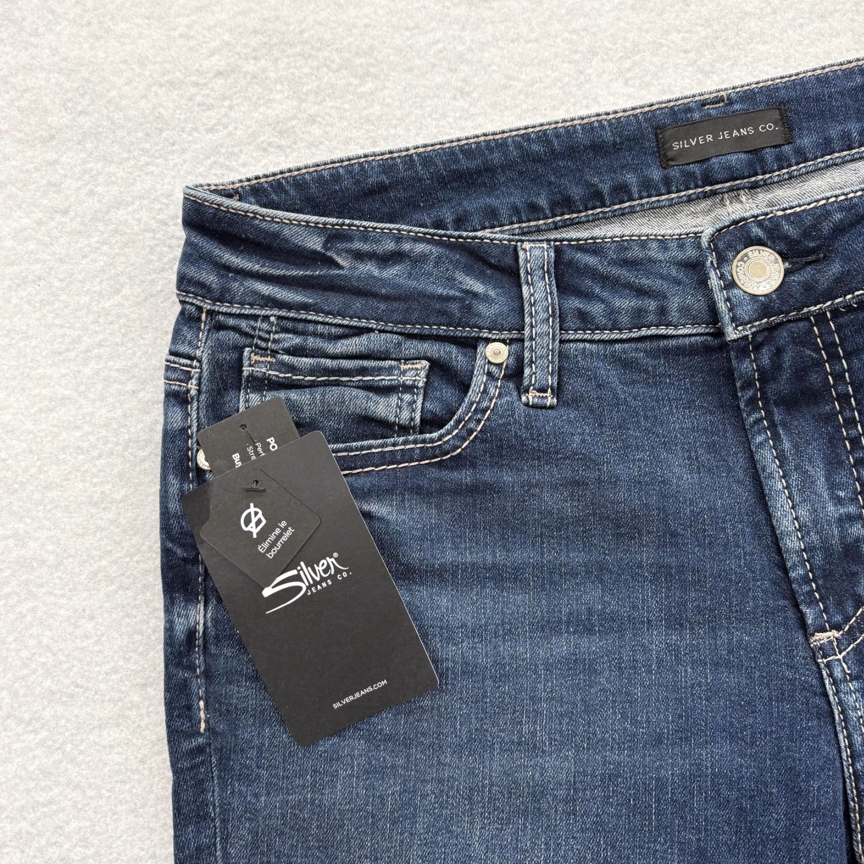 Silver Jeans Co. VINTAGE? No. Silver Jeans Elyse Skinny Womens 10 Blue Mid Rise Curvy Fit Stretch Denim Grunge Size 32" / US 10 / IT 46 - 3 Thumbnail