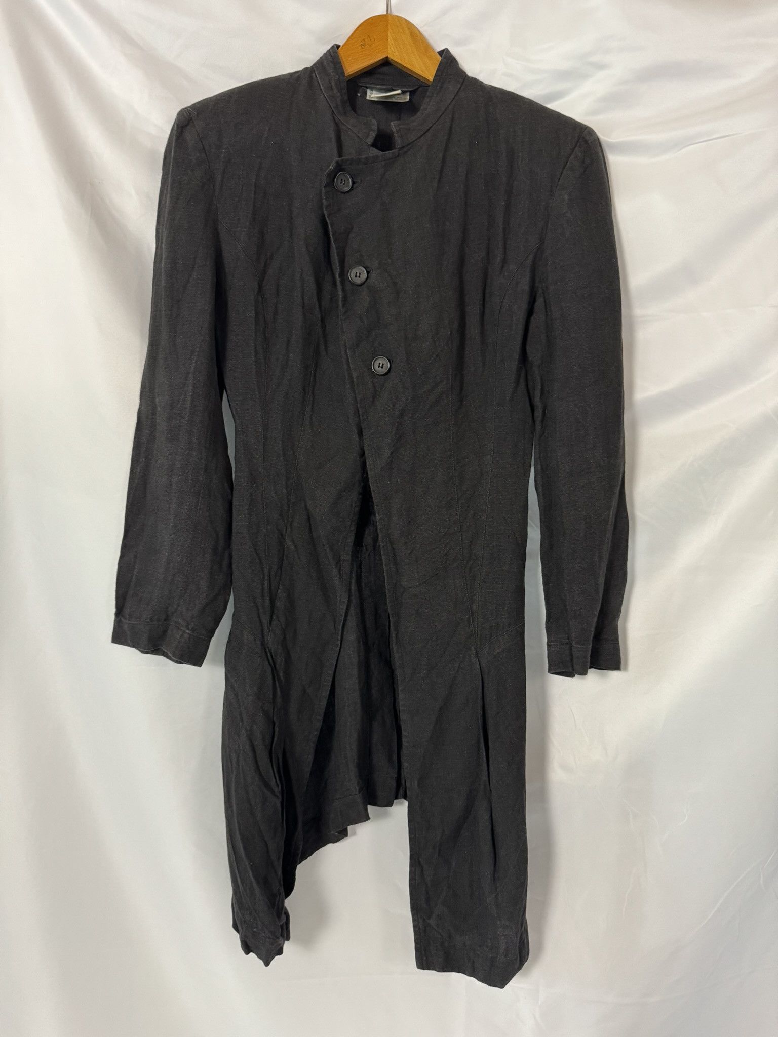 Comme des Garcons Vintage Comme des Garçons Black Linen Asymmetric Jacket Size S / US 4 / IT 40 - 2 Thumbnail