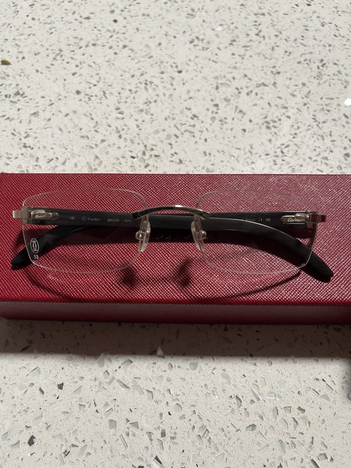 image of Cartier Black Buffalo Horn Glasses, Men's