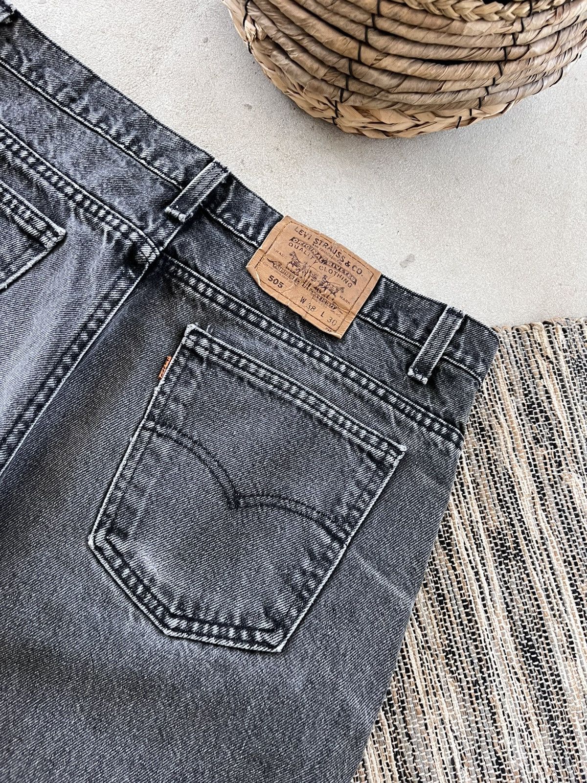 Levi's Vintage Levis 505 Denim Jeans 38x30 Grey Straight Fit Size US 38 / EU 54 - 17 Thumbnail