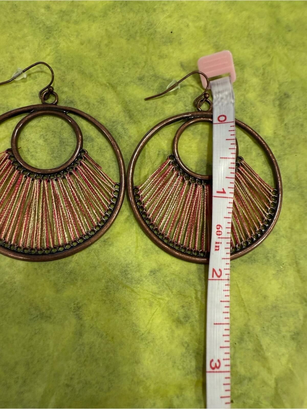 Other Boho woven thread metal double loop dangle earrings Size ONE SIZE - 4 Thumbnail