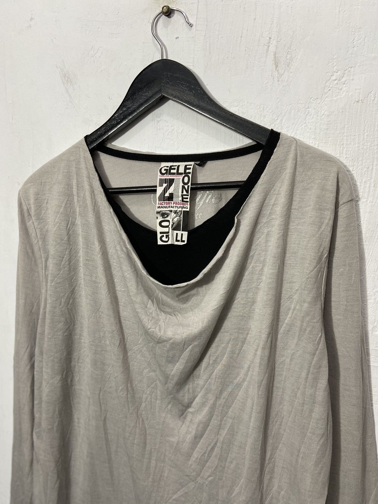 Beauty Beast × If Six Was Nine × Le Grande Bleu (L.G.B.) Y2K Japanese Rock Poem Gele One Double Layer Long Sleeve Size US L / EU 52-54 / 3 - 2 Thumbnail