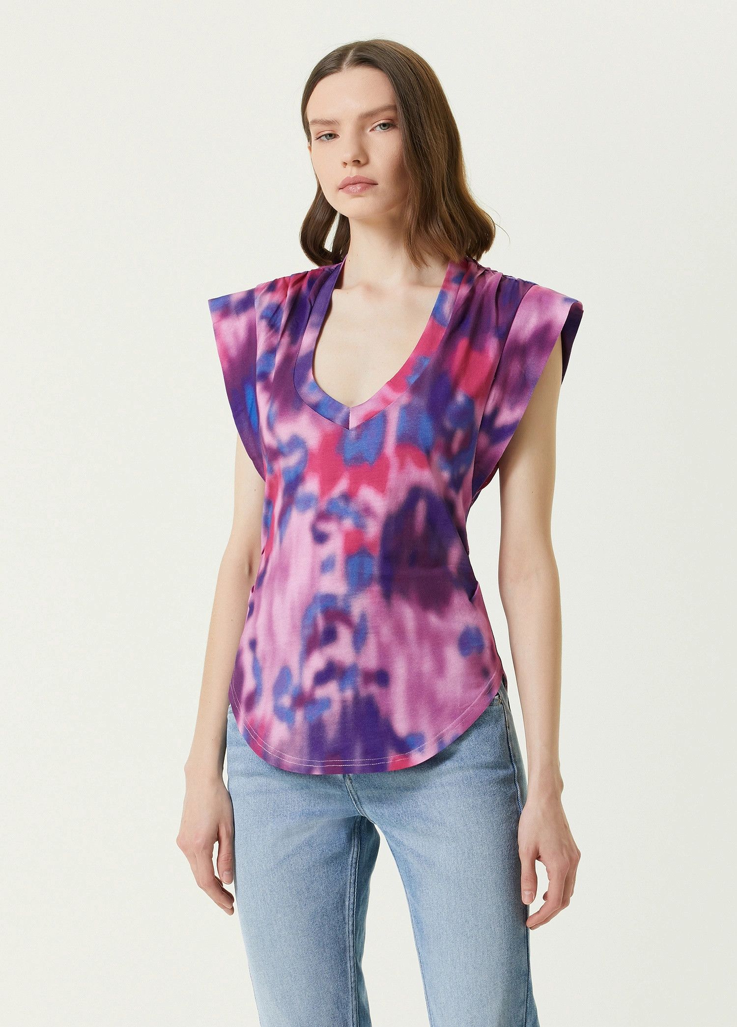 image of Isabel Marant Etoile Zilen Purple Lilac Tie Dye T-Shirt Top, Women's (Size Small)