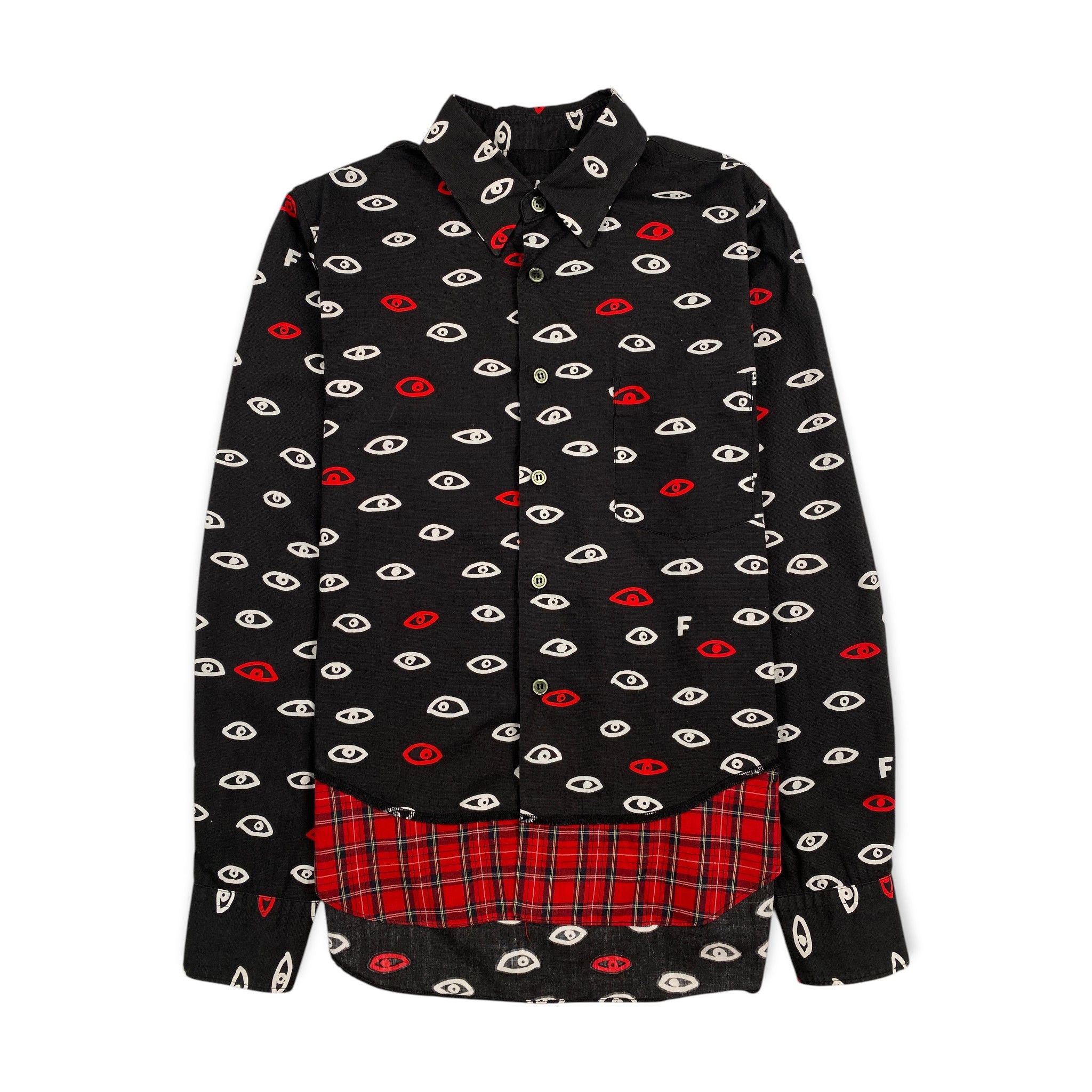 Comme des Garcons Black AD2015 Eyes All-Over Print Flannel Long Sleeves Shirt Size US XS / EU 42 / 0 - 1 Thumbnail