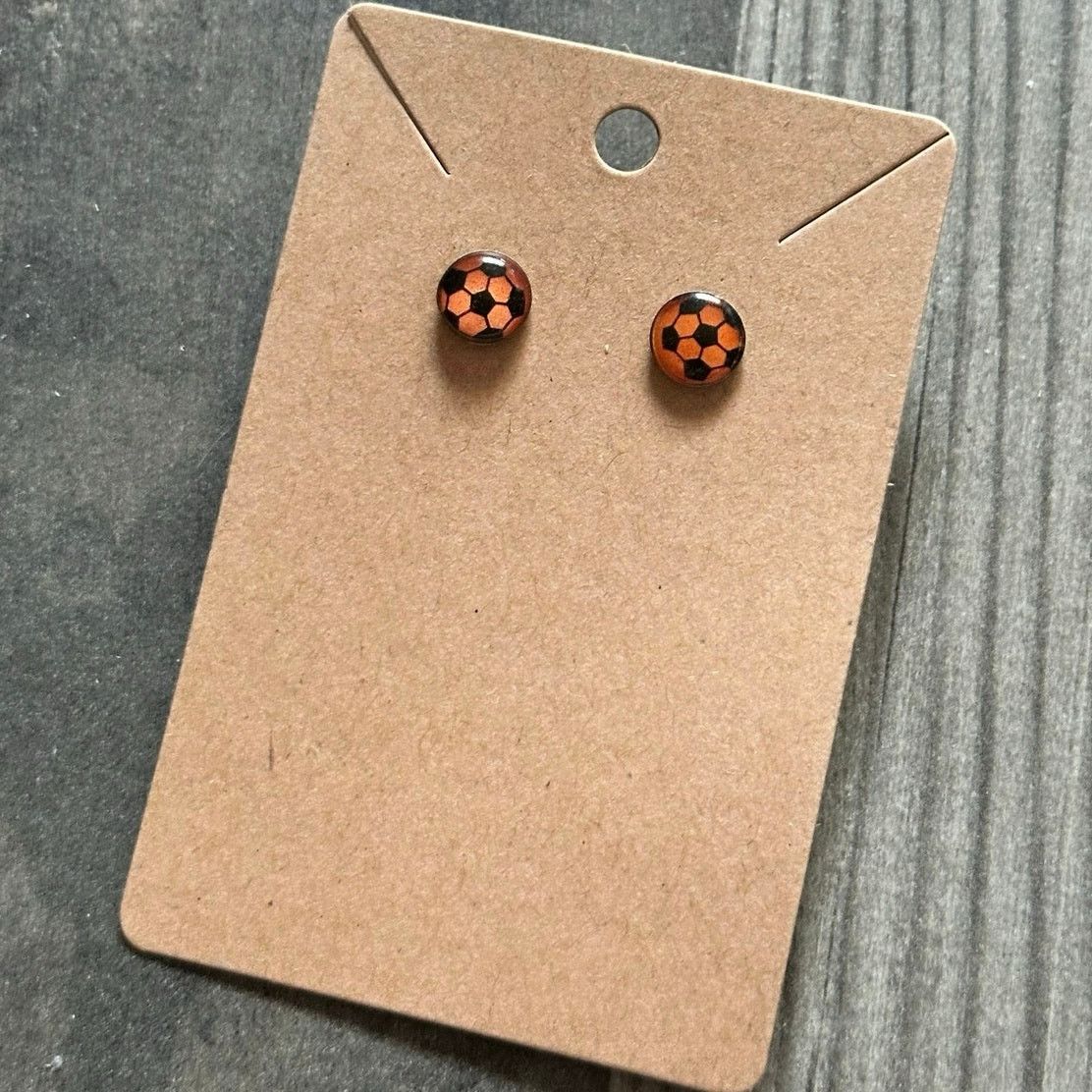 Other orange soccer ball stud earrings Size ONE SIZE - 1 Thumbnail