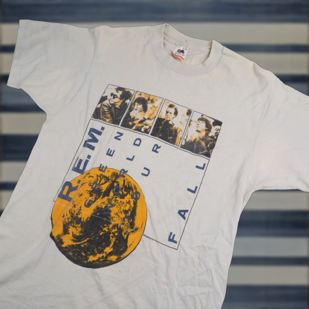 Vintage VINTAGE 80s R.E.M Green World Tour Mens XL Graphic Band Tee Gray Size US XL / EU 56 / 4 - 1 Thumbnail