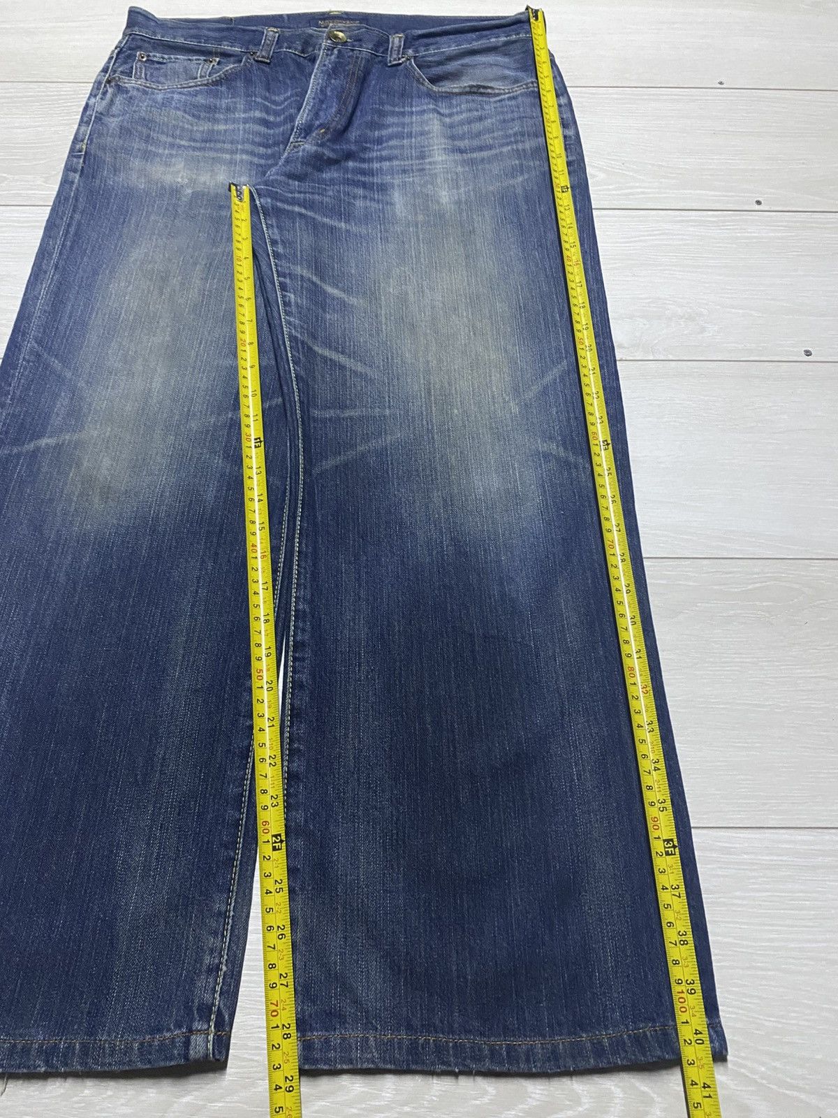 Japanese Brand Vintage Navy Produce Faded Baggy Wide Leg Jeans Size US 37 - 12 Thumbnail