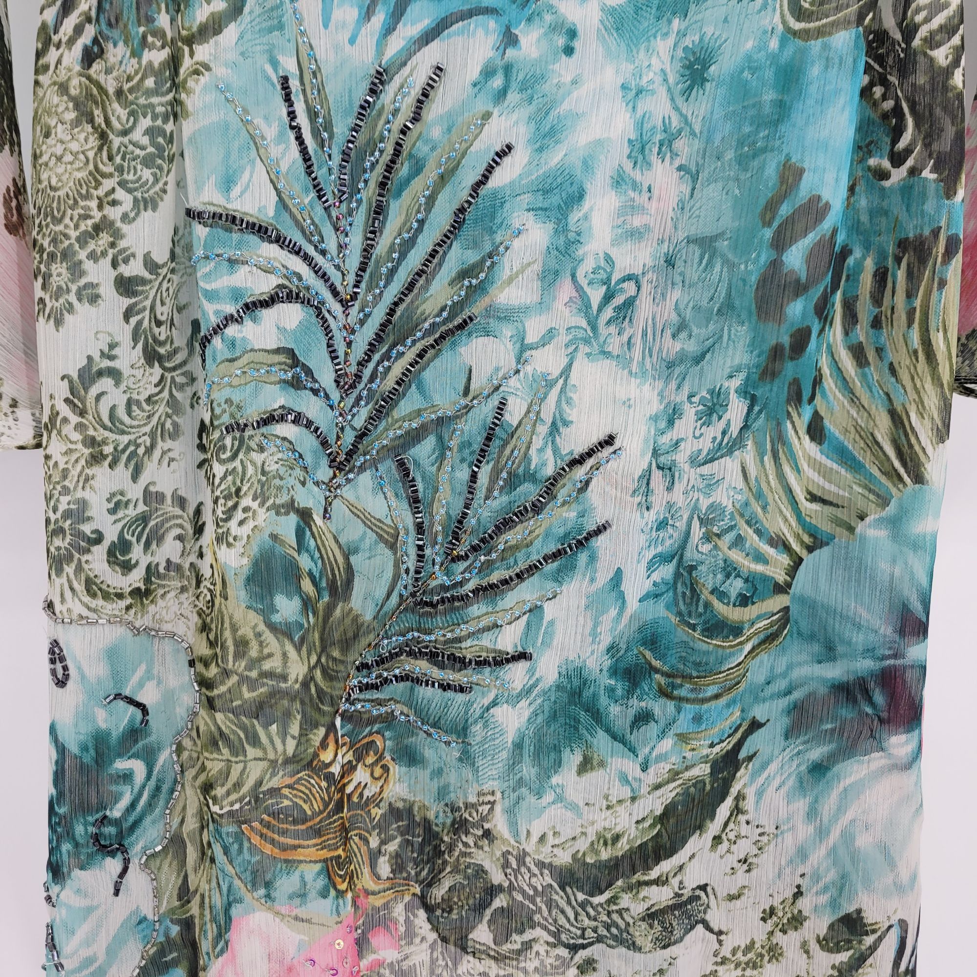 Vintage Vtg Alberto Makali Sheer Fairy Dress Sz S Blue Floral Beade Size S / US 4 / IT 40 - 8 Thumbnail