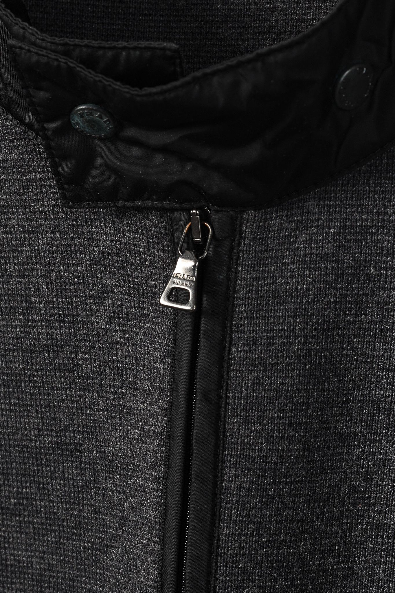 Prada Prada Charcoal Marled-Wool-Knit Mock-Neck Zip Jacket Size M / US 6-8 / IT 42-44 - 9 Thumbnail