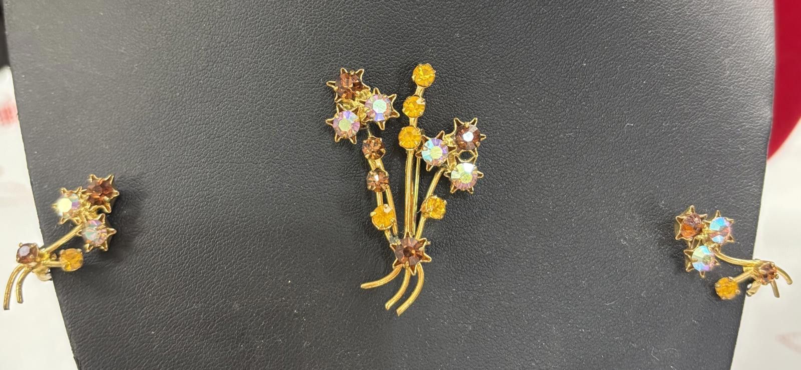 Other Vtg 50s Austria crystal gold tone brooch & earrings set Size ONE SIZE - 2 Thumbnail