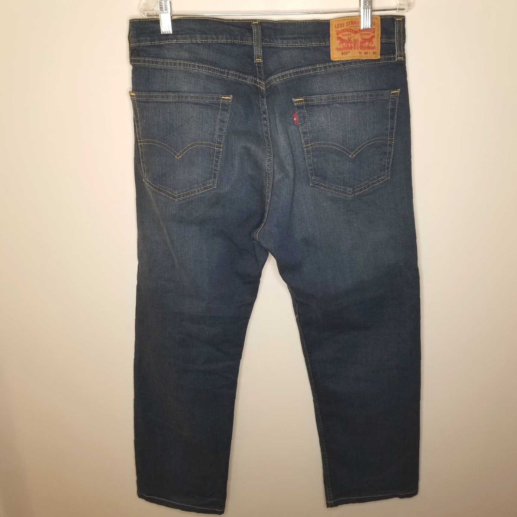 Levi's Levi's 505 Jeans Men Straight Distressed Blue Size 34x30 Inseam 30 Regular Denim, 34 Men's Jeans Size US 34 / EU 50 - 4 Thumbnail