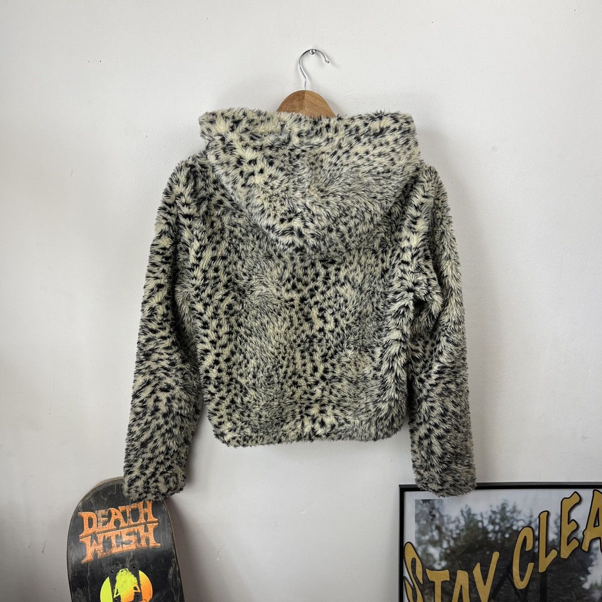 Miss Sixty Vintage Leopard Faux Fur Hood Jacket Bershka Mohair Fuzzy Size M / US 6-8 / IT 42-44 - 2 Thumbnail
