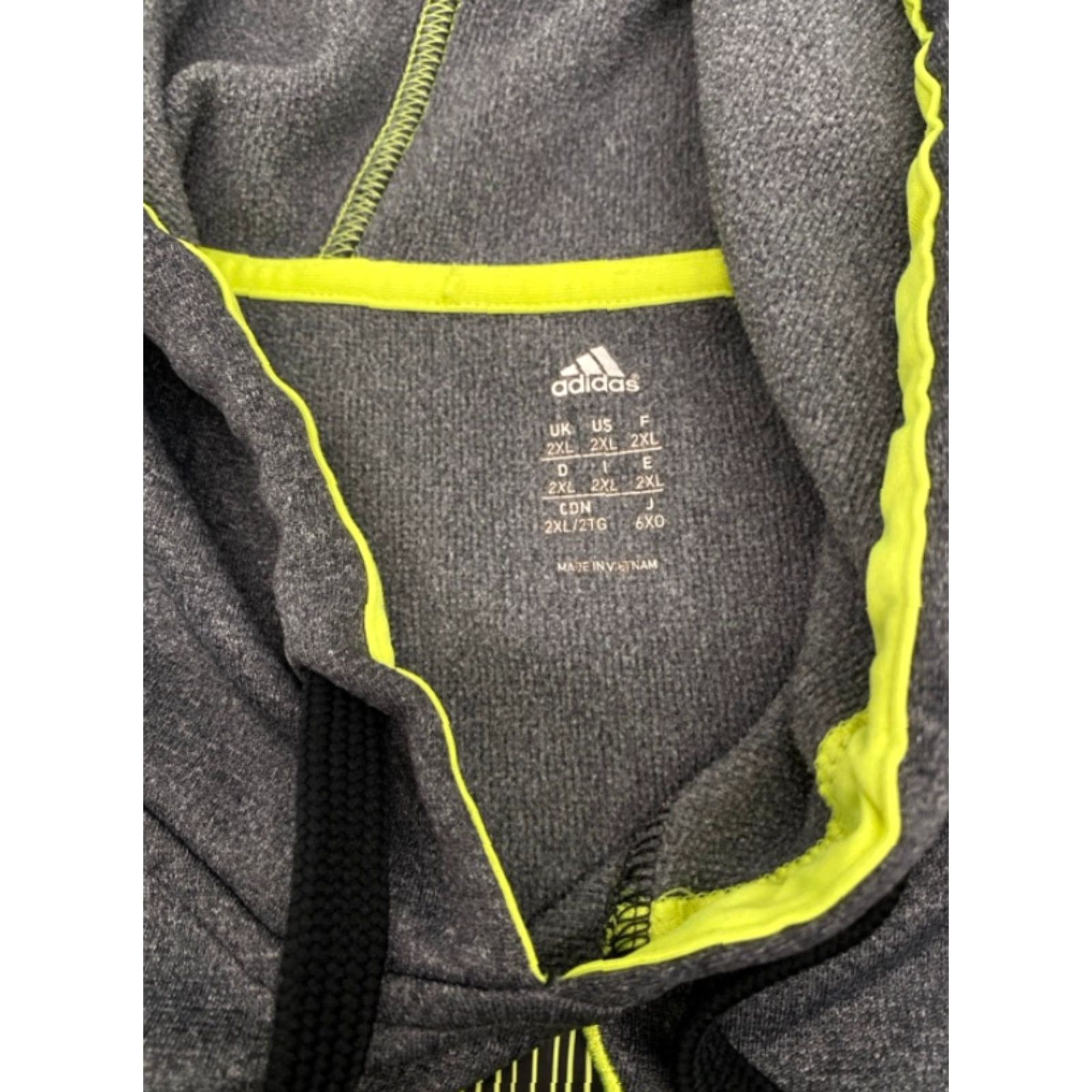 Adidas Adidas Hoodie 2XL Mens Gray Chartreuse Embroidered Logo Pullover Long Sleeve Crew Neck Fleece Polyester Big & Tall Size US XXL / EU 58 / 5 - 7 Thumbnail