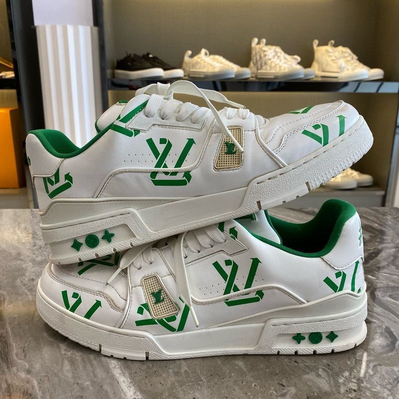 Louis Vuitton Louis Vuitton Green Logo Low-Top Sneakers - Size US 9.5 / EU 42-43 - 7 Thumbnail