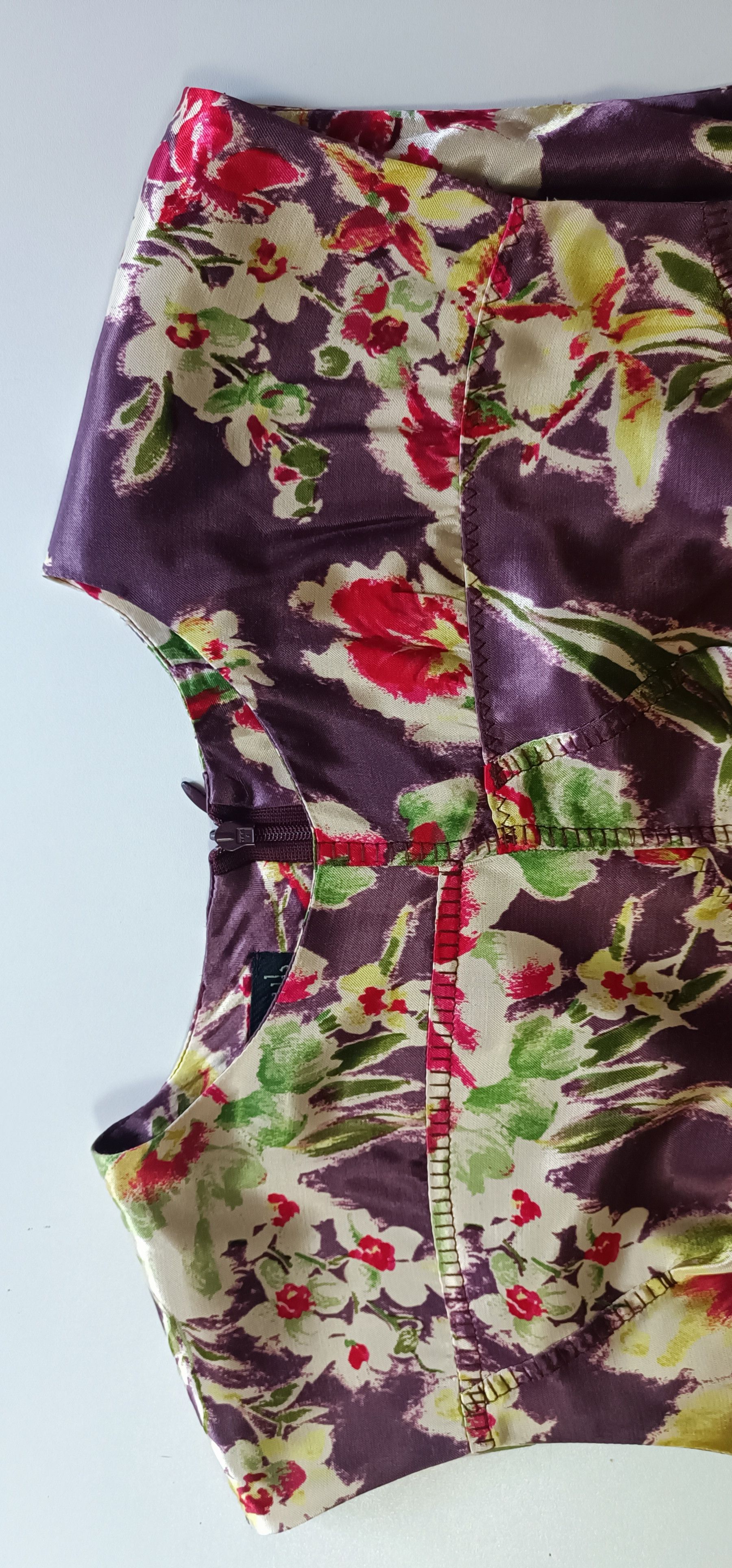 Jean Paul Gaultier 2000's - satin dark purple and floral midi dress Size M / US 6-8 / IT 42-44 - 22 Thumbnail