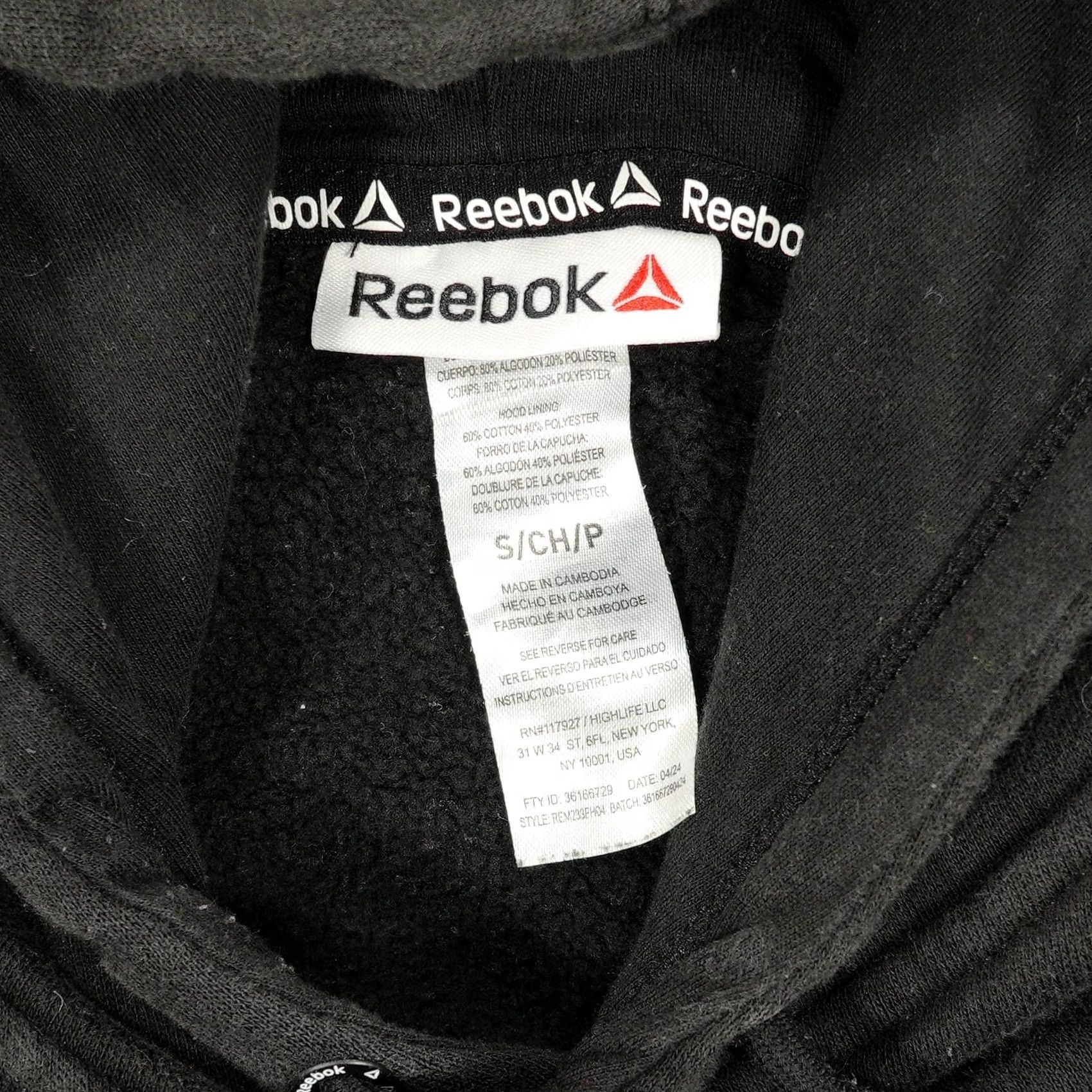 Reebok Reebok Hoodie Mens Small Black Delta Logo Pullover Fleece Sweatshirt Athletic Size US S / EU 44-46 / 1 - 3 Thumbnail