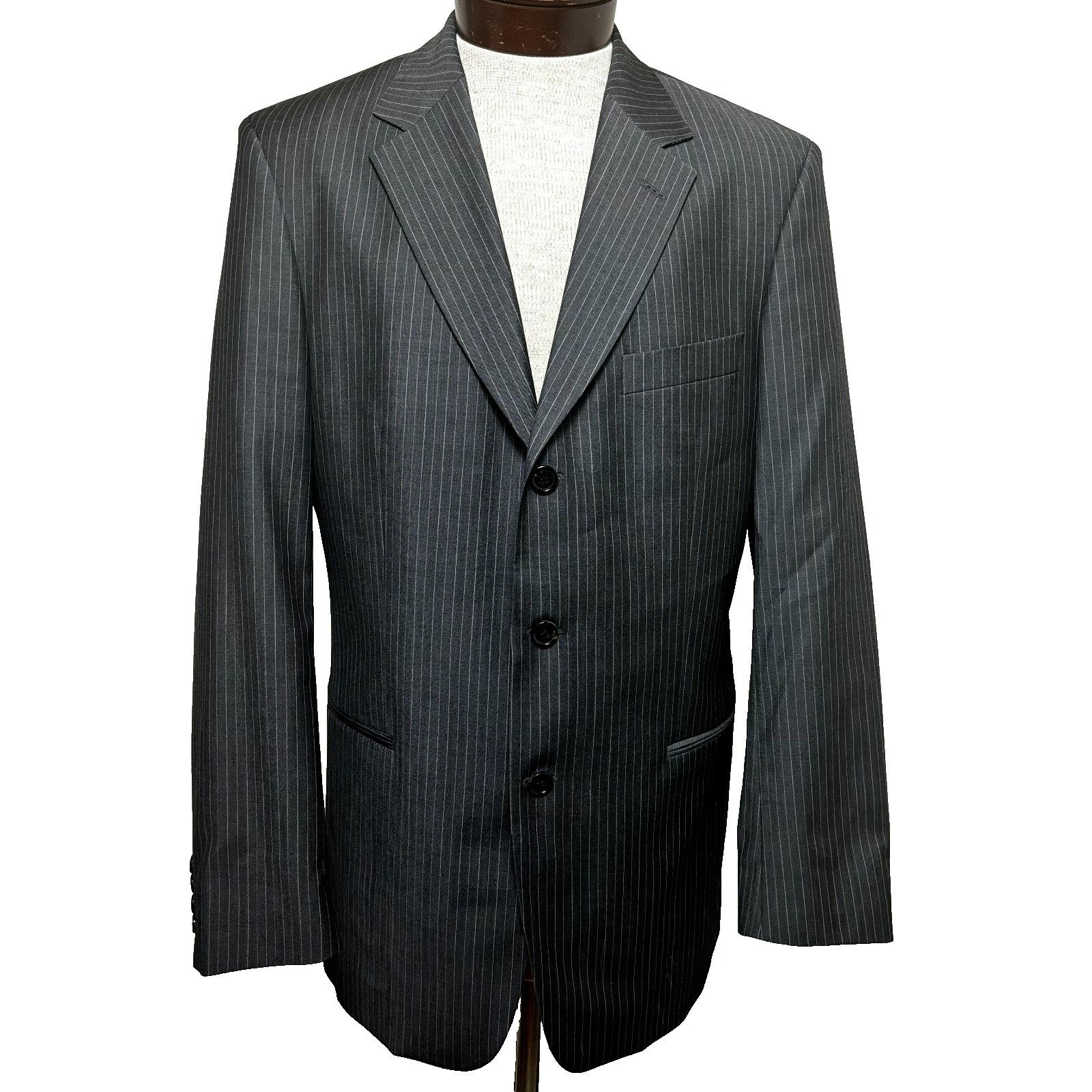Hugo Boss Hugo Boss Mens Sport Coat Gray Striped Blazer Sz 40R Virgin Size 40R - 1 Thumbnail