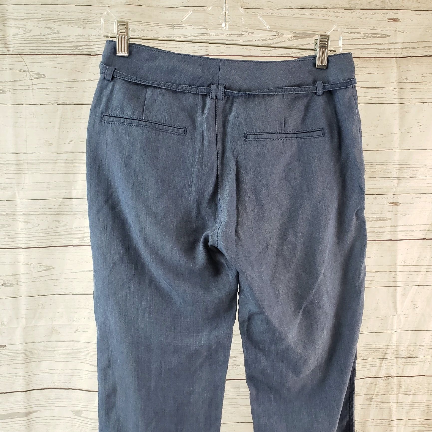 Vince Vince Womens Cropped Pants Sz 0 Solid Blue Lyocell Mid Rise Inseam 24" Cropped 9.5" Zip Snap Pattern: Solid Size 25" / US 0 / IT 36 - 4 Thumbnail