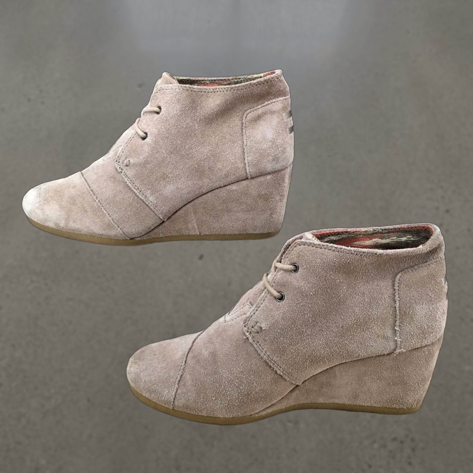 Toms TOMS Boots Womens 10 Desert Brown Lace Up Round Toe Comfort Wedge Heels 10006257 Size US 10 / IT 40 - 1 Thumbnail