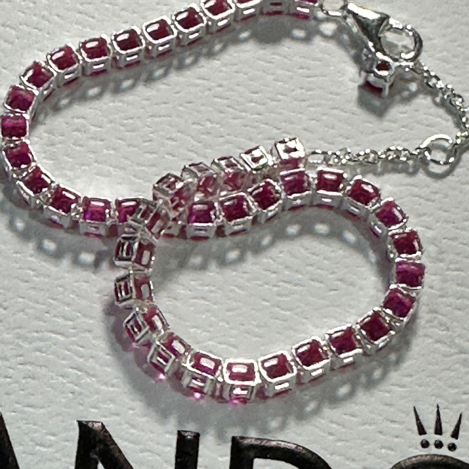 pandora Authentic Pandora, SZ 20CM, Hot Pink Crystal Tennis Bracelet Size ONE SIZE - 7 Thumbnail