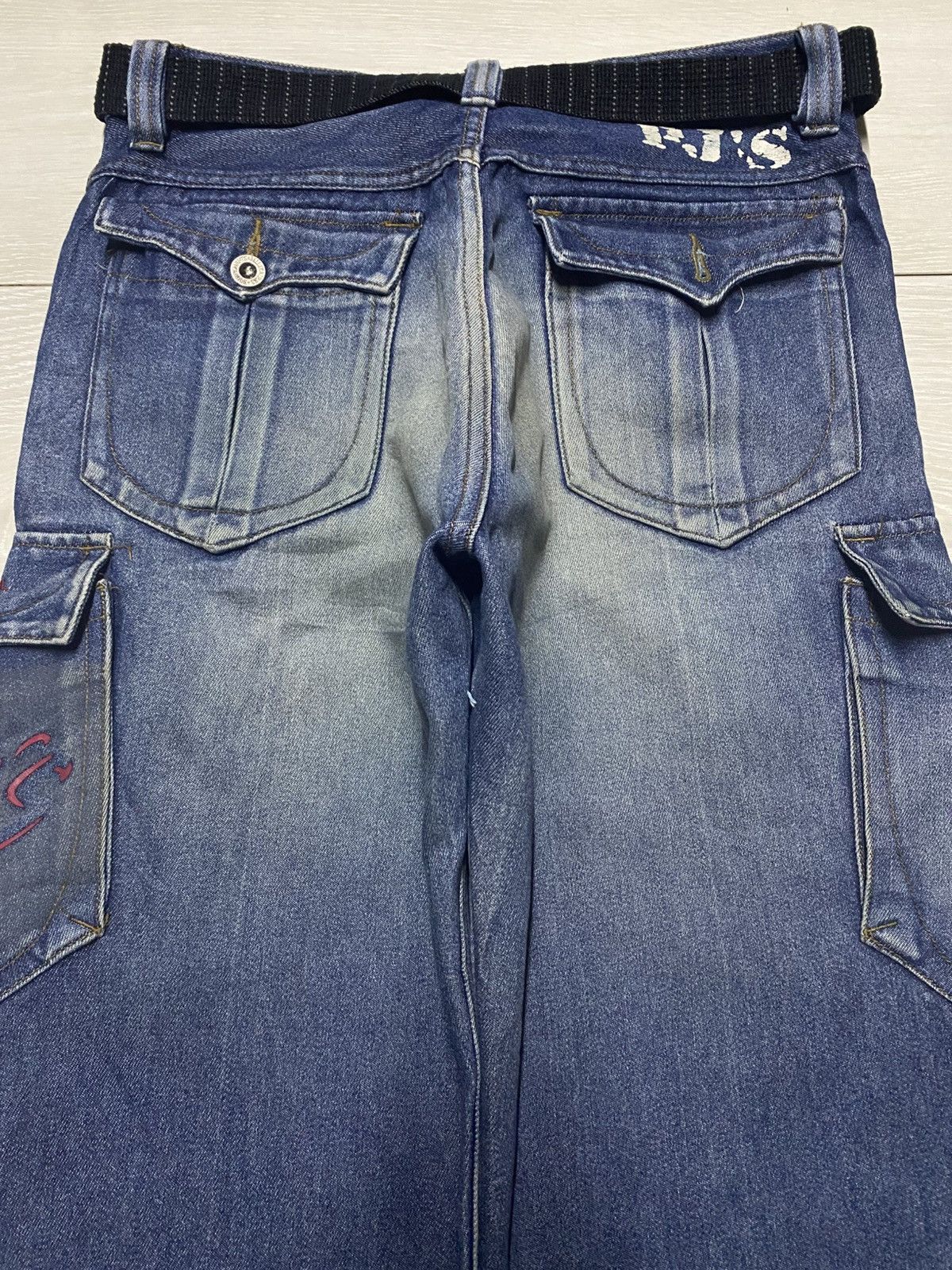 JNCO PJ’s Surfo Blue Wash With Belt Cargo Baggy Jeans Size US 32 / EU 48 - 4 Thumbnail