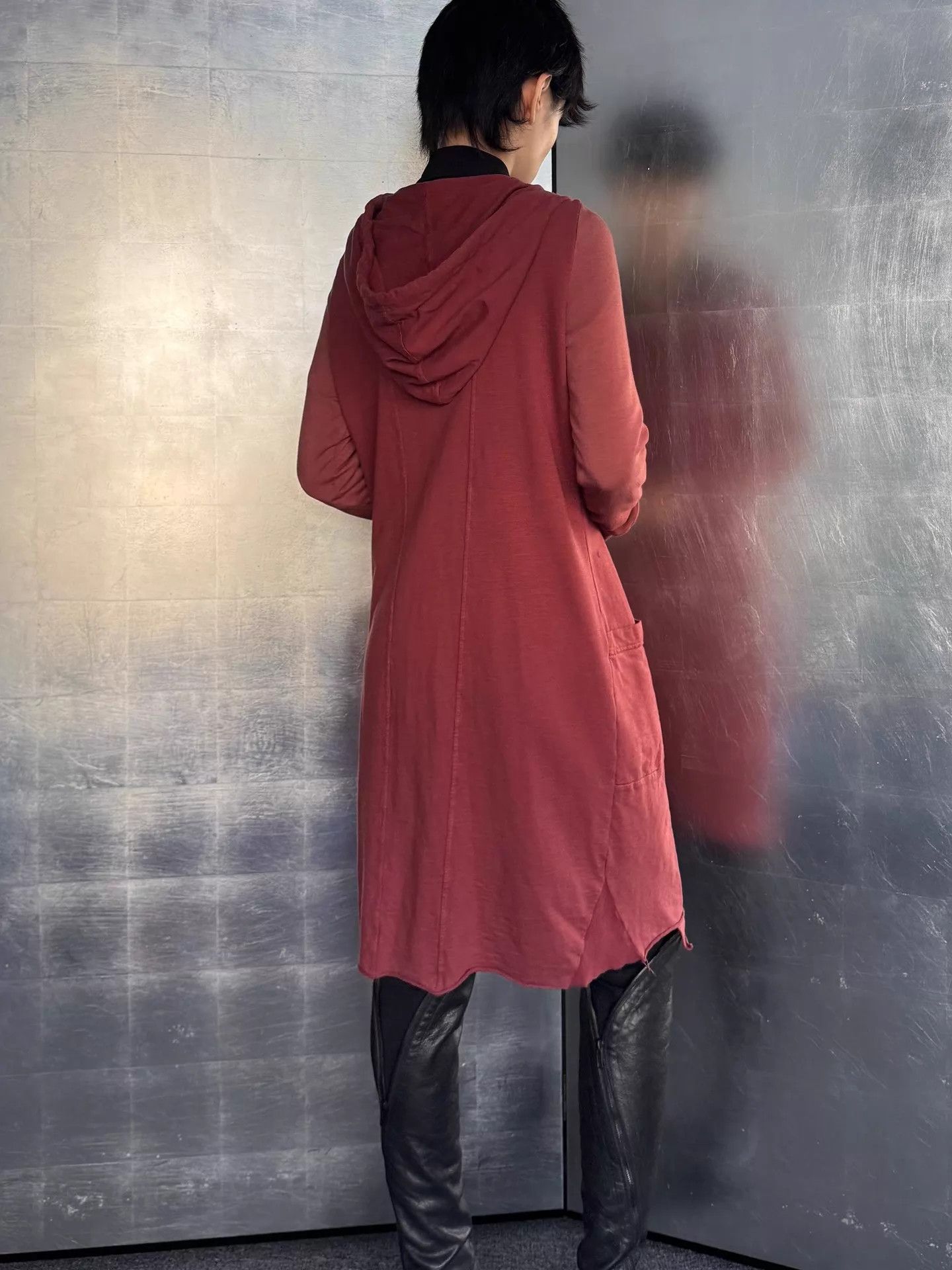 Vintage Vintage Italian Wasteland Brick Red Hooded Long Jacket L Size L / US 10 / IT 46 - 6 Thumbnail