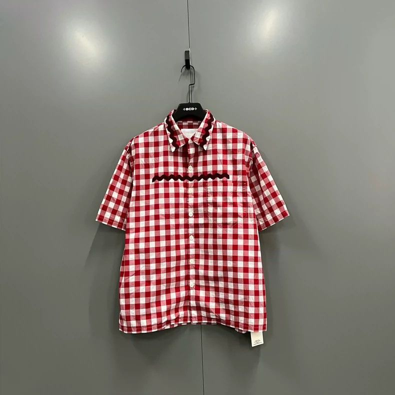 Prada Prada Color-blocked plaid short-sleeved shirt 2502-Nextarro Size US S / EU 44-46 / 1 - 1 Thumbnail