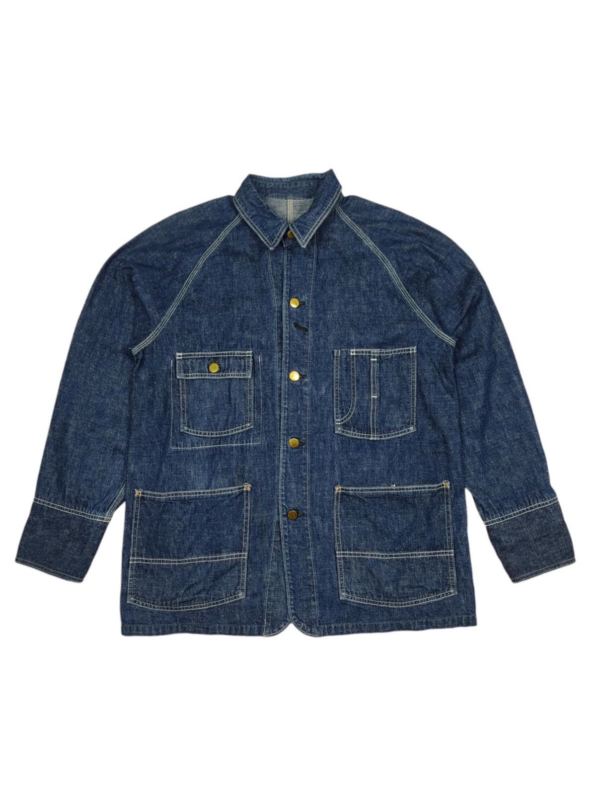 Big John × Vintage RARE Vintage BIG JOHN Denim Cactus Indigo Caverall Jacket Size US L / EU 52-54 / 3 - 1 Thumbnail