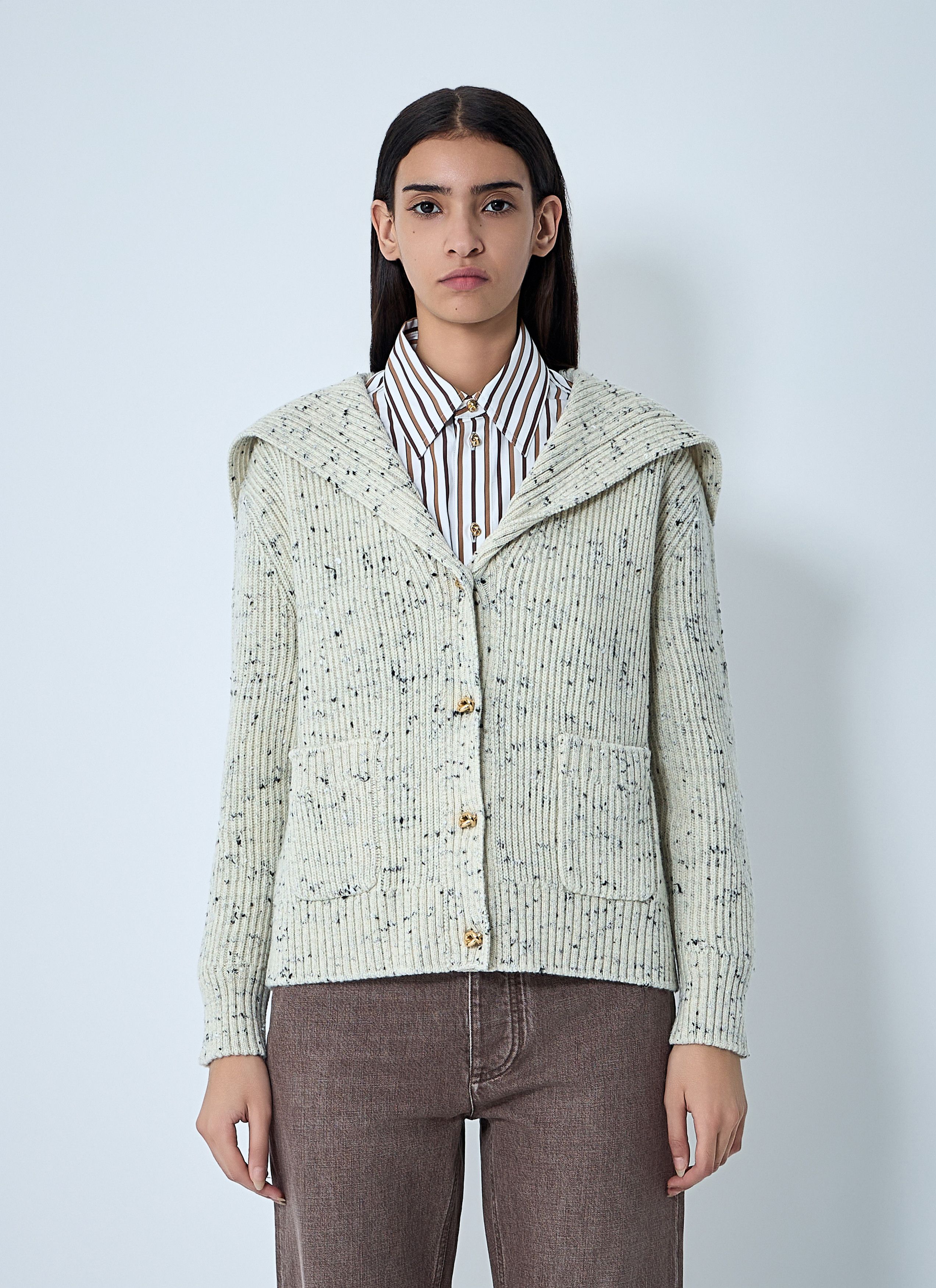 Bottega Veneta Wool English Rib Cardigan Size M / US 6-8 / IT 42-44 - 1 Thumbnail