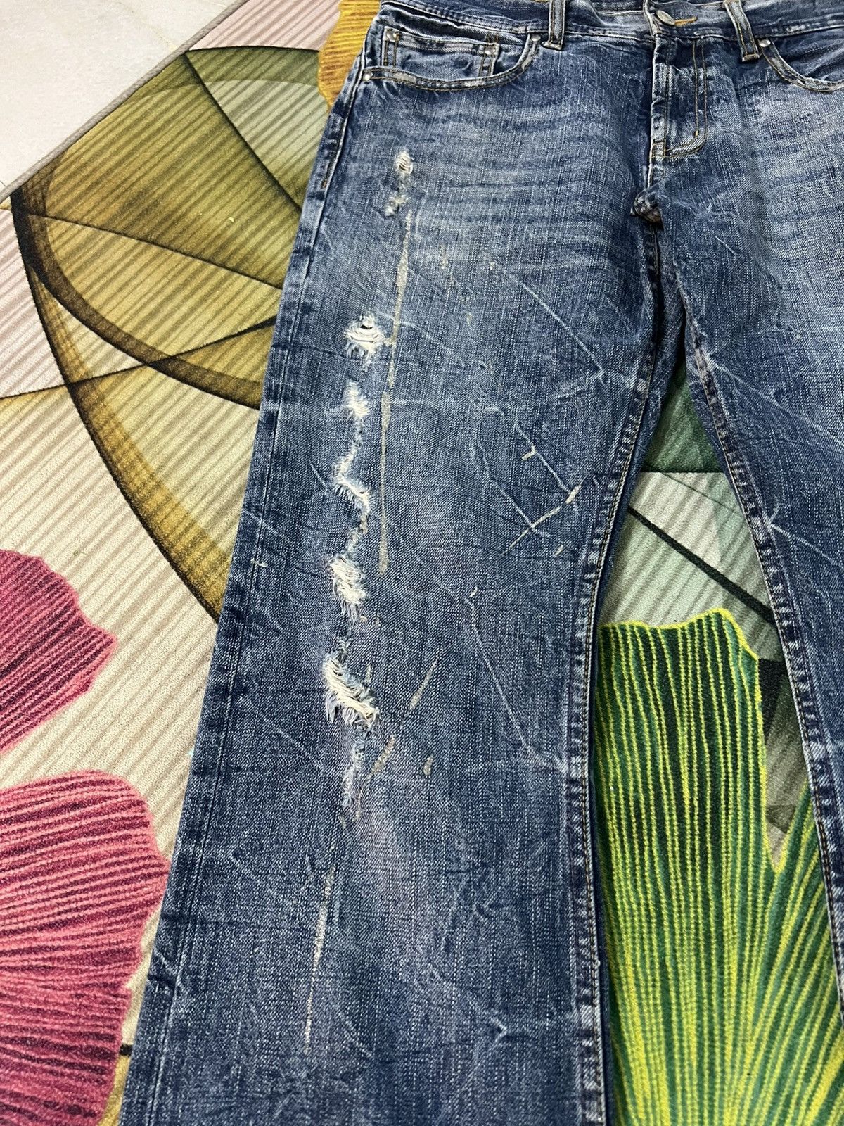 Japanese Brand 💥Flare💥Japanese Unbrand Distressed Jean Size US 31 - 7 Thumbnail
