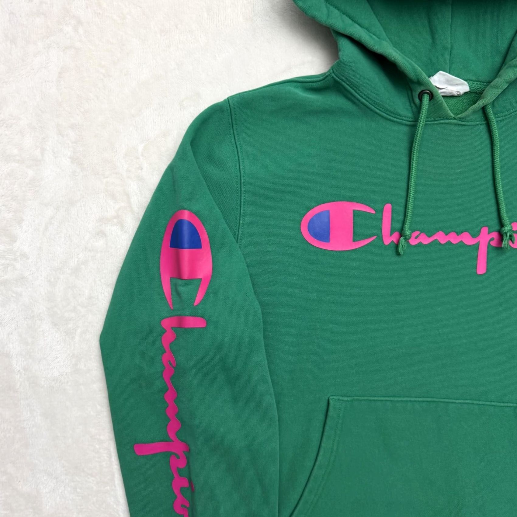 Champion Champion Reverse Weave Hoodie Mens M Green Logo Pullover Sports Graphic Print Regular Fleece Cotton Polyester Size US M / EU 48-50 / 2 - 5 Thumbnail