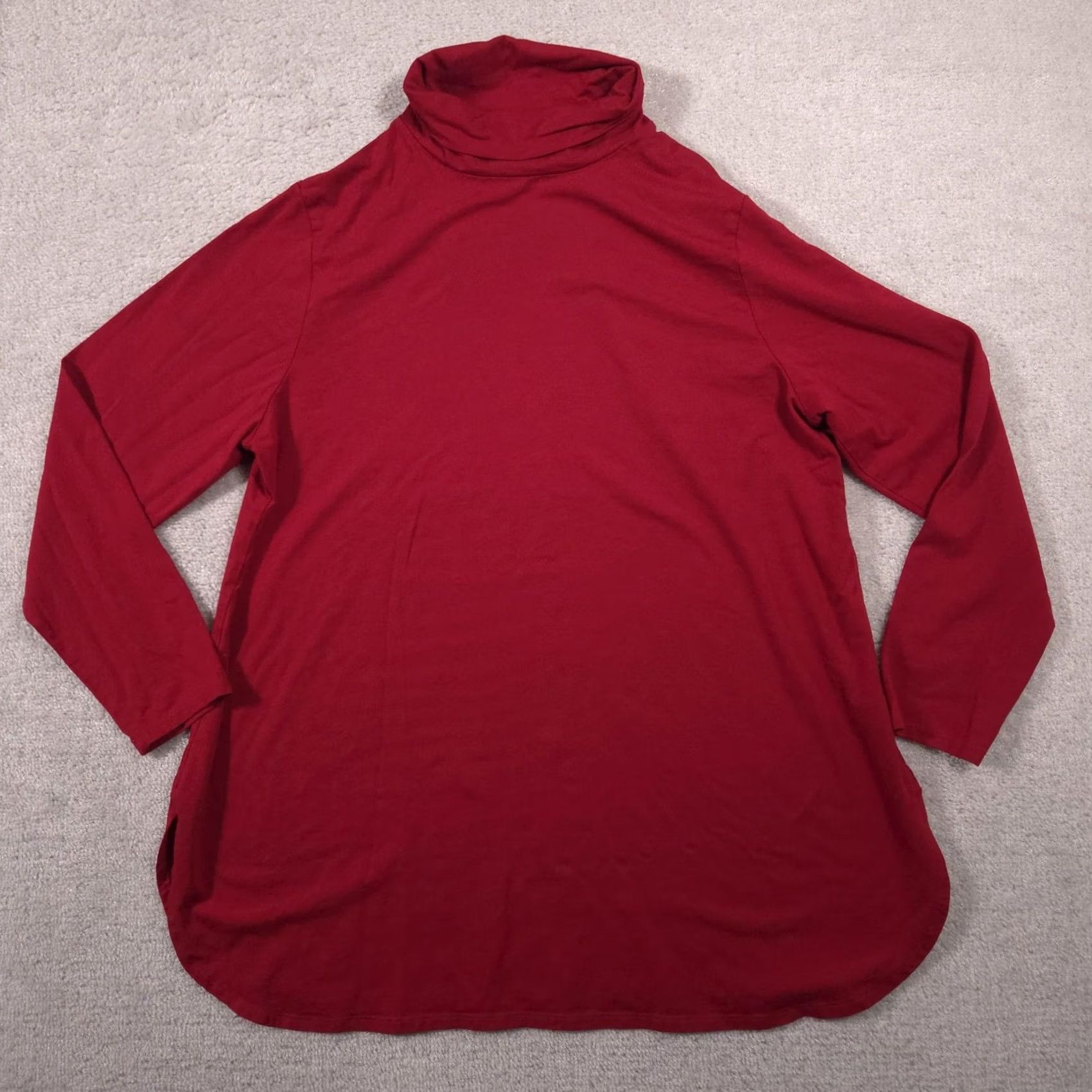 J. Jill J. Jill Shirt Womens XL Red Luxe Supima Turtleneck Long Sleeve Tunic Top Stretch Shirt Woman XL Red Luxe Supima Tunic Size XL / US 12-14 / IT 48-50 - 2 Thumbnail