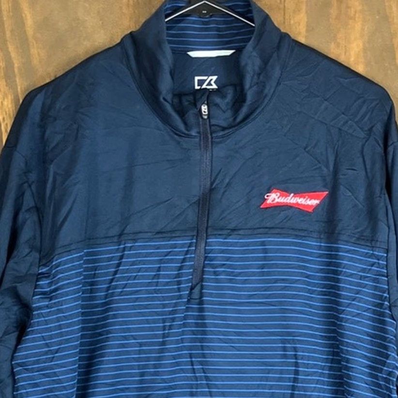Cutter & Buck Cutter & Buck Jacket Men Navy Blue Budweiser 1/4 Zip DryTec 50+ SPF Stretch XL Size US XL / EU 56 / 4 - 2 Thumbnail
