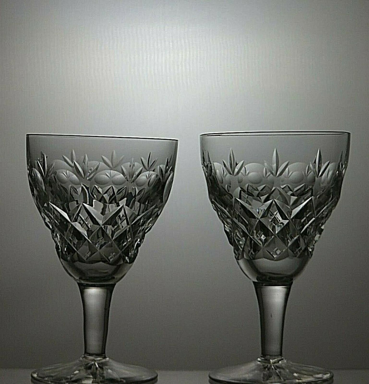 The Unbranded Brand Lead Crystal Cut Glass Set of 2 Wine Glasses 4 3/4" Size ONE SIZE - 2 Thumbnail