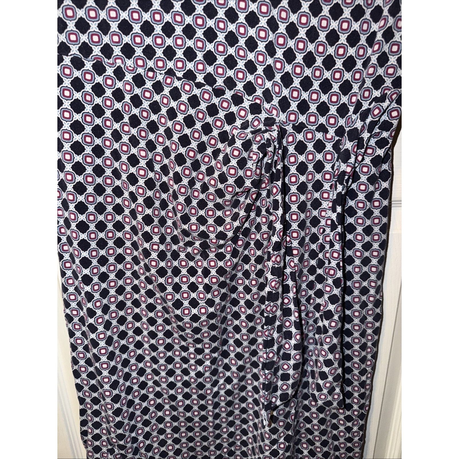 Talbots Talbots Womens Dress Size Medium Navy Blue Pink Geometric Size M / US 6-8 / IT 42-44 - 2 Thumbnail