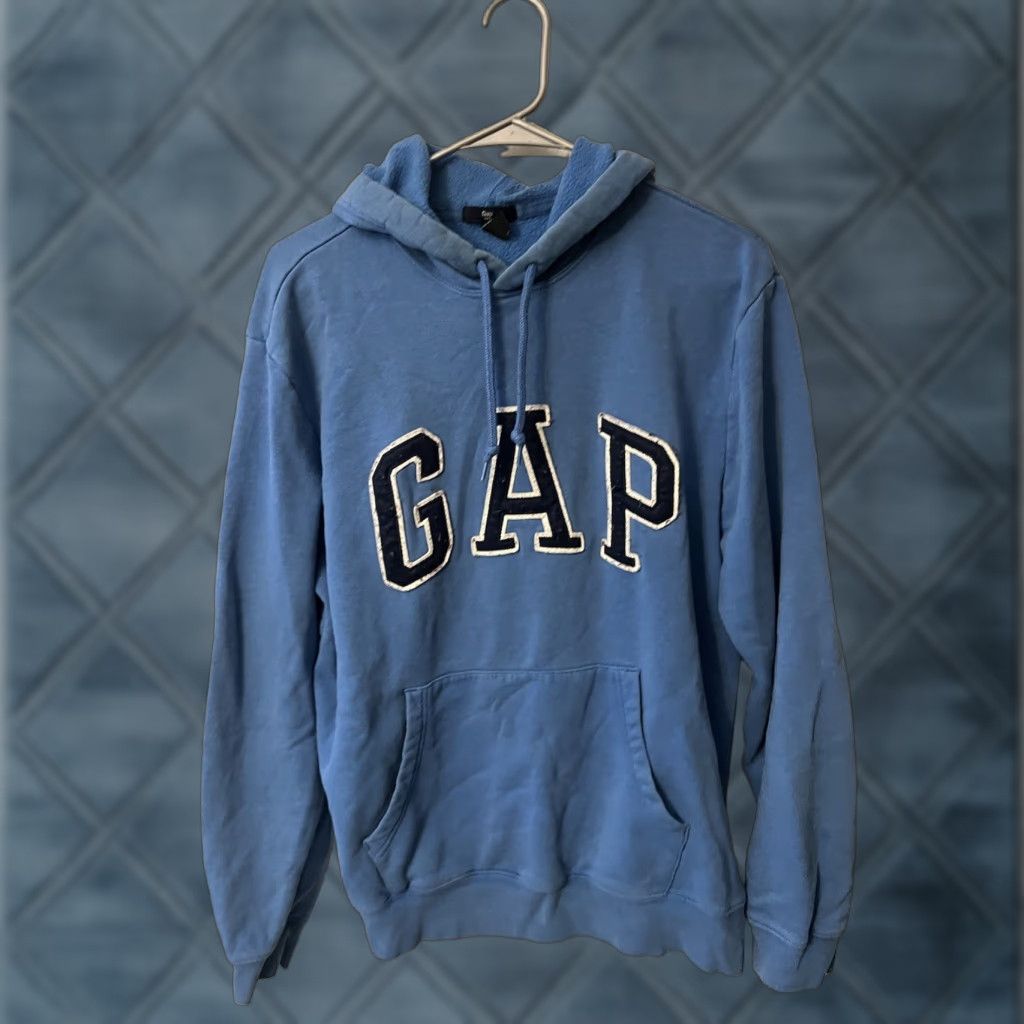 Gap Gap Arch Pull Over Hoodie Men’s Fleece Blue Spellout Embroidered Size M Mock Neck Pullover Hooded Pockets Size US M / EU 48-50 / 2 - 1 Thumbnail