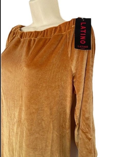 Latino Paris Elegant off the shoulder dress tie sleeves NWT
