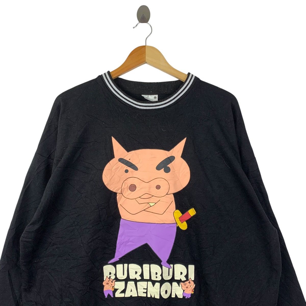 Vintage Vintage Crayon Shin-chan Buriburi Zaemon Sweatshirt Black Size US L / EU 52-54 / 3 - 2 Thumbnail