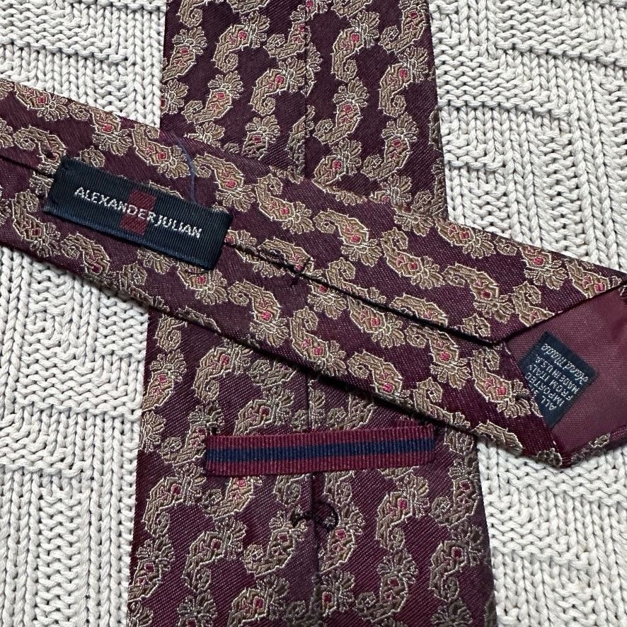Alexander Julian Alexander Julian maroon paisley silk tie Size ONE SIZE - 3 Thumbnail