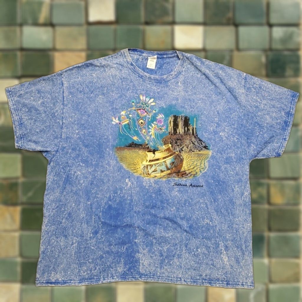 Gildan VINTAGE Sedona Arizona Shirt Men 3XL Blue Southwestern Cowboy Aztec Tourist TEE Shirt Size US M / EU 48-50 / 2 - 1 Thumbnail