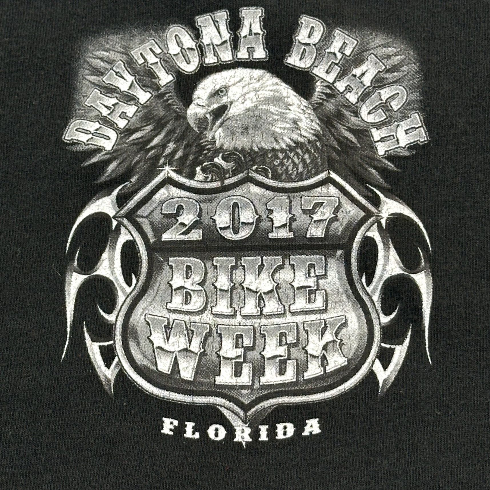 Vintage Daytona Beach Bike Week Shirt Mens 3XL Black 2017 Florida Bald Eagle Biker Tee Size US XXL / EU 58 / 5 - 2 Thumbnail