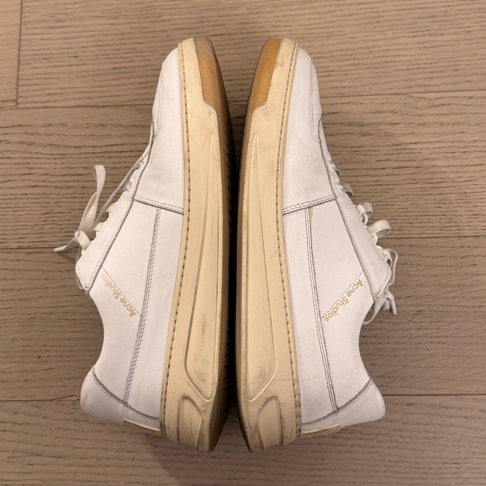 Acne Studios Acne Studios White Leather Low Top Sneakers Gum Sole Size US 10 / IT 40 - 4 Thumbnail