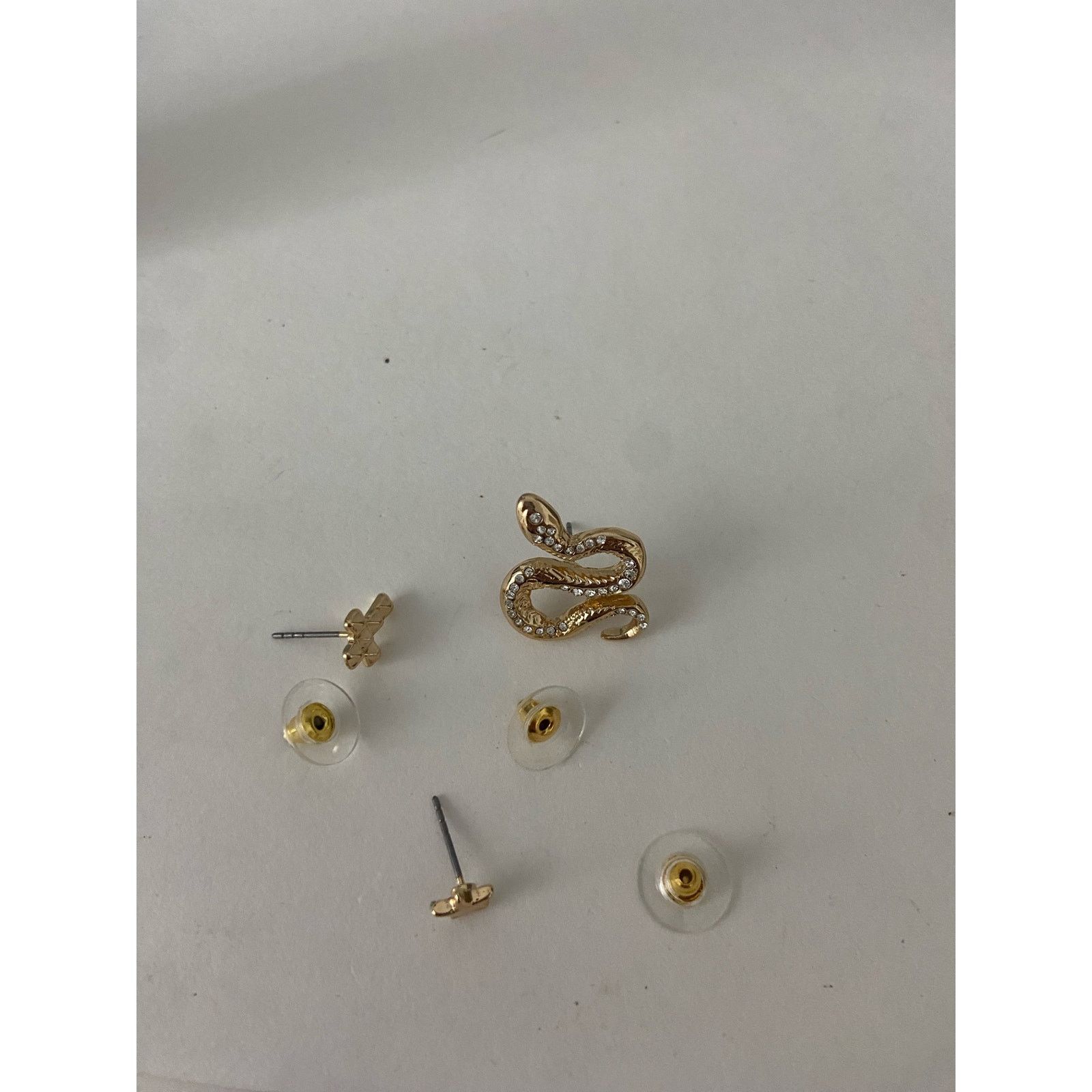Other Snake earrings gold tone with rhinestone Size ONE SIZE - 3 Thumbnail