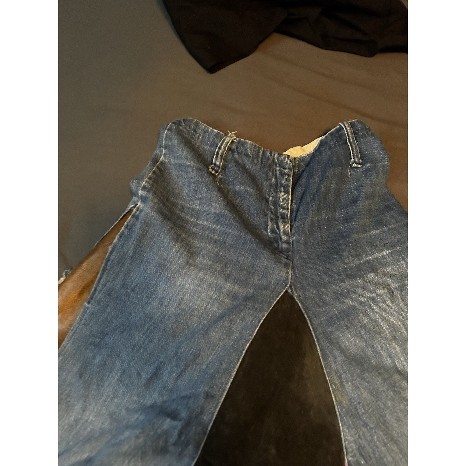 Other Vintage Homemade Denim Leather Velvet Quilted Sewn Skirt Size 26" / US 2 / IT 38 - 15 Thumbnail