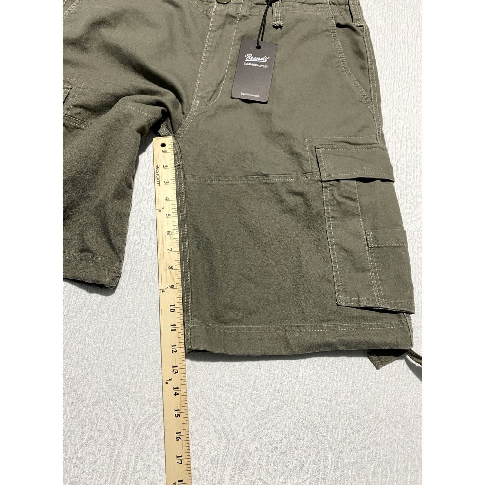 Olive Brandit Cargo Shorts Mens 2XL Olive Green Canvas Pocket Outdoor Casual Workwear Size US 39 - 7 Thumbnail